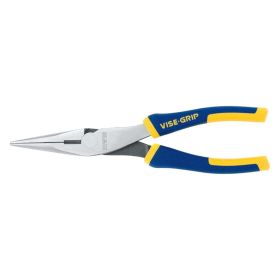 Irwin Long Nose Pliers, 8" Tool Length, 2 5/16" Jaw Length, Chrome/Blue/Yellow, Bundle of 2