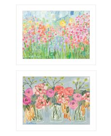 "Garden Flowers II" 2-Piece Vignette by Kait Roberts, Ready to Hang Framed Print, White Frame