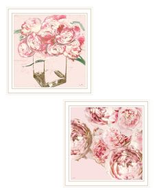 "The Peonies Collection" 2-Piece Vignette By Sophie 6, Ready to Hang Framed Print, White Frame