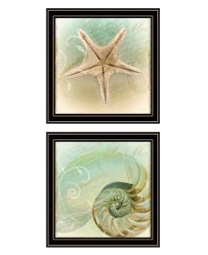 "The Sea I & Sea II" 2-Piece Vignette by Sophie 6, Ready to Hang Framed Print, Black Frame