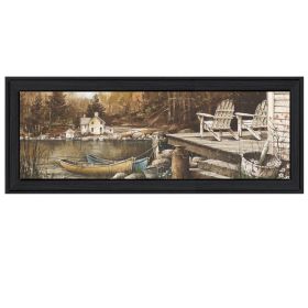 "Lounging" By John Rossini, Printed Wall Art, Ready To Hang Framed Poster, Black Frame