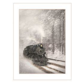 "Snowy Locomotive" by Lori Deiter, Ready to Hang Framed Print, White Frame