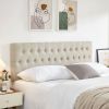 Tufted Upholstered Queen Size Bed Headboard in Modern Button Design, Adjustable Solid Wood Head Board, Premium Linen Fabric Padded Headboards in Bedro