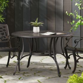 Outdoor Cast Aluminum Circular Dining Table, Bronze