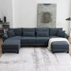 [VIDEO provided] [New] 133*65" Corduroy Modular Sectional Sofa,U Shaped Couch with Armrest Bags,6 Seat Freely Combinable Sofa Bed,Comfortable and Spac