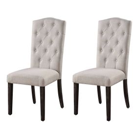 Beige and Weathered Espresso Tufted Back Side Chairs (Set of 2)