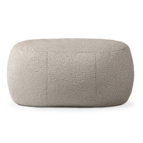 Jaxx Ellis Ottoman Shearling Faux-Lamb Plush Pouf for Modern Interior Design, Oval, Smoke