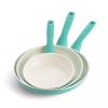 3pk (7", 9.5" & 11") Ceramic Nonstick Frypan Set - Turquoise