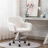 Faux Fur Home Office Chair,Fluffy Fuzzy Comfortable Makeup Vanity Chair ,Swivel Desk Chair Height Adjustable Dressing Chair for Bedroom