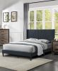 Charcoal Color 1pc Queen Size Bed Burlap Fabric Headboard Upholstered Bedroom Furniture Platform Bedframe