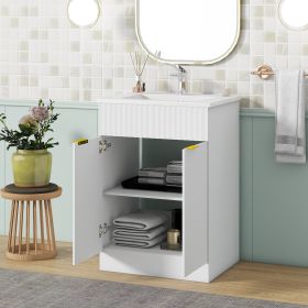 [Video]24inch modern bathroom vanity for small bathroom,white storge cabinet with ceramic sink