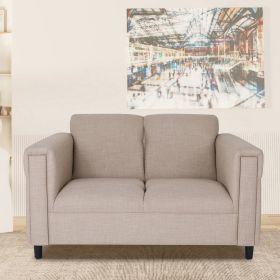 Loveseat Sofa for Living Room, Modern D√©cor Love Seat Mini Small Couches for Small Spaces and Bedroom with Solid Wood Frame (Toast, Polyester Nylon)