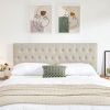 Tufted Upholstered Queen Size Bed Headboard in Modern Button Design, Adjustable Solid Wood Head Board, Premium Linen Fabric Padded Headboards in Bedro