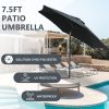 7.5FT Patio Umbrella with Crank and Push Button Tilt, Outdoor Table Market Umbrella with Aluminum Pole - Black