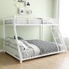 Metal Bunk Bed Twin Over Full Size with Removable Stairs, Heavy Duty Sturdy Frame with 12" Under-Bed Storage for Teen & Adults, Teens, No Box Spring N