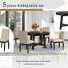 5-Piece Farmhouse Dining Table Set Wood Round Extendable Dining Table and 4 Upholstered Dining Chairs (Espresso)