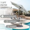 7.5FT Patio Umbrella with Crank and Push Button Tilt, Outdoor Table Market Umbrella with Aluminum Pole - Grey