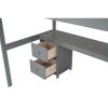 Twin Size Loft Bed Frame with Built-in Desk and Double Storage Drawers,Gray