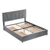 Queen Size Upholstery Platform Bed with Four Drawers on Two Sides, Adjustable Headboard, Grey