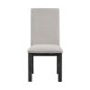 Dining Chairs Set of 2 Gray Upholstered Seat Stylish Back Antique Black Finish Wooden Frame Dining Kitchen Chairs Set