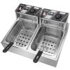 Stainless Steel Double Cylinder Electric Fryer US Plug