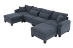 [VIDEO provided] [New] 133*65" Corduroy Modular Sectional Sofa,U Shaped Couch with Armrest Bags,6 Seat Freely Combinable Sofa Bed,Comfortable and Spac