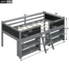 Twin Size Low Loft Bed with Two Movable Shelves and Ladder,with Decorative Guardrail Chalkboard,Gray(Old SKU: WF283286AAE)