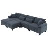 [VIDEO provided] [New] 133*65" Corduroy Modular Sectional Sofa,U Shaped Couch with Armrest Bags,6 Seat Freely Combinable Sofa Bed,Comfortable and Spac