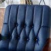 Mid Century Single Armchair Sofa Chair Retro Modern Solid Wood Armrest Chair, Fabric Upholstered Wooden Lounge Chair Navy