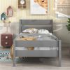 Twin Bed with Headboard and Footboard, Grey