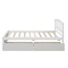 Twin Platform Storage Bed Wood Bed Frame with Two Drawers and Headboard, White