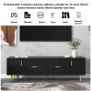 Modern TV Stand with 5 Champagne Legs - Durable, Stylish and Spacious, TVs Up to 75''