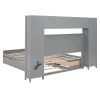 Queen Size Wooden Bed With All-in-One Cabinet, Shelf and Sockets, Gray