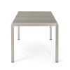 Coral Outdoor Aluminum Dining Table with Faux Wood Top, Gray Finish,Grey