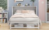 Queen Size Murphy Bed with Built-In Charging Station and a Shelf, White