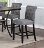 Charcoal Fabric Set of 2pc Counter Height Dining Chairs Contemporary Plush Cushion High Chairs Tufted Back Chair Kitchen Dining Room