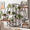 Round 5-Tier Metal Plant Stand bookcase storage rack;  Indoor Living Room Terrace Garden Balcony Display Stand