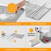 Dish Drying Rack Stainless Steel Dish Rack w/ Drainboard Cutlery Holder Kitchen Dish Organizer