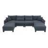 [VIDEO provided] [New] 133*65" Corduroy Modular Sectional Sofa,U Shaped Couch with Armrest Bags,6 Seat Freely Combinable Sofa Bed,Comfortable and Spac