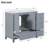 36 Inch Modern Bathroom Vanity with USB Charging, Two Doors and Three Drawers Bathroom Storage Vanity Cabinet with single top, Small Bathroom Vanity c