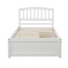 Twin Platform Storage Bed Wood Bed Frame with Two Drawers and Headboard, White