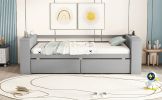 Twin Size Daybed with Shelves and Drawers, Gray