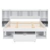 Queen Size Wood Platform Bed with Muti-storage Headboard and a Drawer, White(Expected Arrival Time: 6.16)