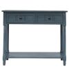 Console Table Traditional Design with Two Drawers and Bottom Shelf (Navy)