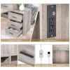 FCH Particleboard Triamine Veneer 5 Pumps 2 Shelves Mirror Cabinet Three Dimming Light Bulb Dressing Table Set Grey