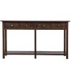 Rustic Brushed Texture Entryway Table Console Table with Drawer and Bottom Shelf for Living Room (Espresso)