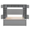 Queen Size Wooden Bed With All-in-One Cabinet, Shelf and Sockets, Gray