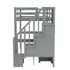 Twin Size Loft Bed Frame with Built-in Desk and Double Storage Drawers,Gray