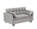 Modern Velvet Loveseat Futon Sofa Couch Pullout Bed, Small Love Seat Lounge Sofa w/Reclining Backrest, Toss Pillows, Pockets, Furniture for Living Roo