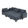 [VIDEO provided] [New] 133*65" Corduroy Modular Sectional Sofa,U Shaped Couch with Armrest Bags,6 Seat Freely Combinable Sofa Bed,Comfortable and Spac